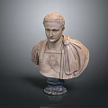 Roman Man Bust Sculpture With Classical Robe Details And Ornate Base