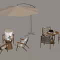 Outdoor Chairs With Wooden Frame Light Colored Cushions And Umbrella Small Round Table