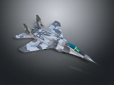 Camouflage Fighter Jet Model With Sharp Nose Transparent Cockpit And Streamlined Wing Design 3d model