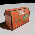 Premium Chinese Tea Packaging Box With Orange Design Dragon Pattern And Handle Rope 3d model