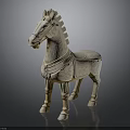Artistic Horse Sculpture Carved With Detailed Decorative Patterns And Classical Design