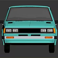 Light Blue 3D Rendered Pickup Truck With Open Bed Black Wheels And Reflective Dark Background