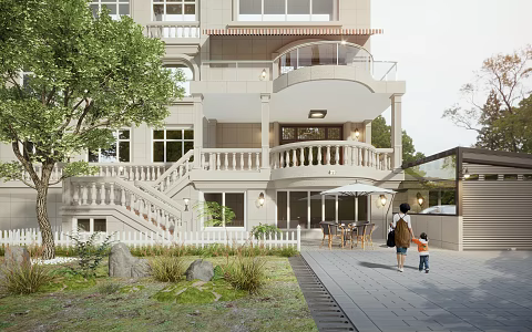 New Chinese Style Single-family Villa Villa Appearance 3d model