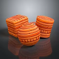 Orange Handwoven Storage Containers Practical Daily Household Items Stacked For Home Organization