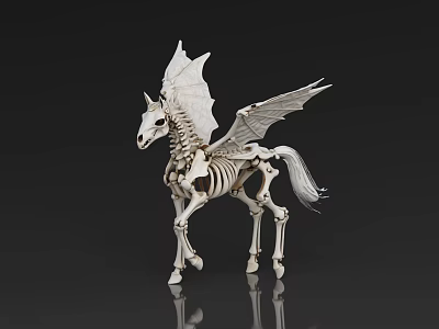 Artistic Decorative Skeleton Pegasus Model With Winged Structure And Bone Details 3d model