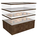 Commercial Bread Display Equipment With Three Glass Tiers And Wooden Cabinet
