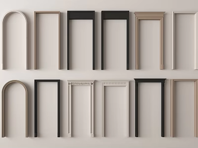 Various Modern Door Frames With Arched Rectangular Designs And Different Colors 3d model