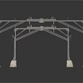 Two Industrial Metal Frame Structures With Support Legs And Platform Design