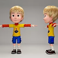 Cartoon Boy Character With Arms Extended Yellow Shirt And Blue Shorts