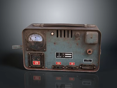 Vintage Computer Device With Metal Case Gauge Buttons And Switches 3d model
