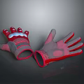 Pair of Red and Gray Gloves with Textured Palm and Finger Design for Comfortable Wear