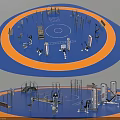 High Quality Outdoor Sports Equipment In Circular Blue Yellow Fitness Area Layout