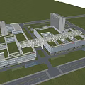 Aerial View Of Modern Connected Buildings With Green Roofs And Surrounding Roads