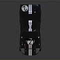 Classic Black Race Car With White Stripes And Number 2 Design