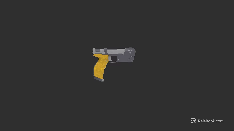 Modern Pistol With Yellow Grip And Gray Body For Shooting Enthusiasts 3d model 