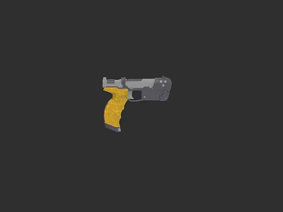 Modern Pistol With Yellow Grip And Gray Body For Shooting Enthusiasts 3d model