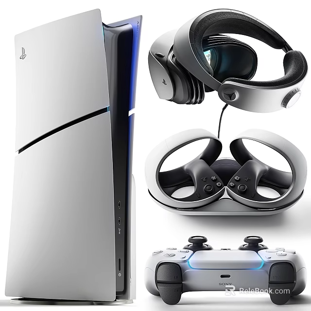 PlayStation 5 Console With VR Headset Controllers And DualSense Gamepad 3d model 
