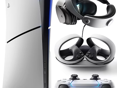 PlayStation 5 Console With VR Headset Controllers And DualSense Gamepad 3d model