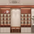 Modern Front Desk Reception Interior Design With Decorative Wall Counter And Stools 3d model