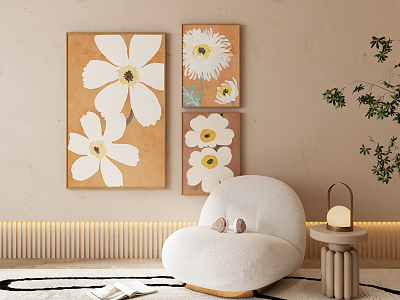 Modern plant painting cream decorative painting model