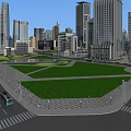 Aerial Planning of Modern Urban Landscape With High Rise Buildings Green Spaces and Road Layouts