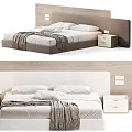 Modern Double Bed With Upholstered Headboard Bedside Tables And Cozy Bedding 3d model
