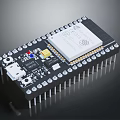 Microcontroller Development Board With Circuit Pins Chip And Electronic Components