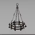 Vintage Iron Chandelier Furniture with Hanging Chains and Circular Candle Holders Design