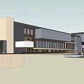 Modern Commercial Complex Design With Glass Curtain Walls And Entrance Plaza