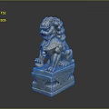 Traditional Golden Lion Statue With Intricate Carved Base And Decorative Design
