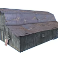 Old Wooden Barn with Rustic Weathered Roof and Aged Wood Siding Details