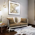 Modern double sofa leisure chair sofa side table chandelier combination 3d model