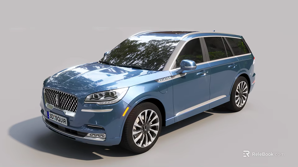 Blue Lincoln SUV Modern Exterior With Chrome Accents And Alloy Wheels 3d model 