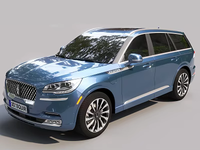 Blue Lincoln SUV Modern Exterior With Chrome Accents And Alloy Wheels 3d model
