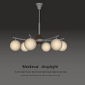 Vintage Medieval Droplight With Wrought Iron Frame And Big Globe Shade
