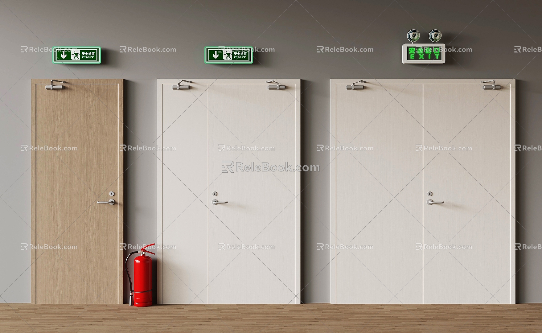 Modern fire door fire extinguisher 3d model