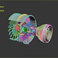 Detailed 3D Rendered Aircraft Engine Featuring Turbine Blades And Internal Structure