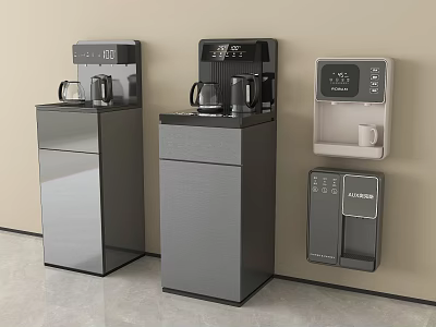 Modern Daily Electrical Appliances Including Floor Standing Coffee Machines And Wall Mounted Water Dispensers 3d model
