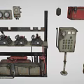 Industrial Equipment with Gauges Control Panels Valves Pipes And Metal Containers