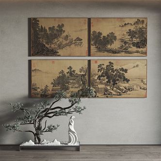 New Chinese Decorative Painting Hanging Painting 3d model