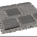 Neatly Arranged Gray Square Outdoor Floor Tiles With Small Stones Border