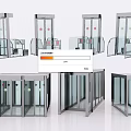 Different Types Of Public Facility Turnstiles With Glass Panels And Metal Frames