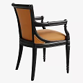 Classic Accent Chair with Orange Upholstery and Black Ornate Frame Details