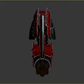 Red Mechanical Sword Featuring Sharp Blade And Metallic Design Elements