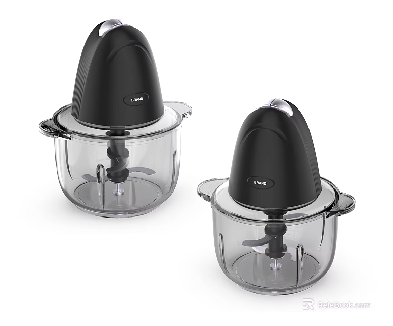 Two Black Electric Food Processors With Transparent Containers For Kitchen Chopping And Mixing 3d model 