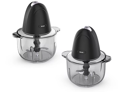 Two Black Electric Food Processors With Transparent Containers For Kitchen Chopping And Mixing 3d model