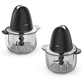 Two Black Electric Food Processors With Transparent Containers For Kitchen Chopping And Mixing