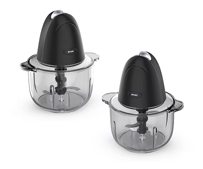 Two Black Electric Food Processors With Transparent Containers For Kitchen Chopping And Mixing 3d model