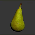 Fresh Ripe Yellow Pear with Red Spots and Smooth Skin on Gray Reflective Surface