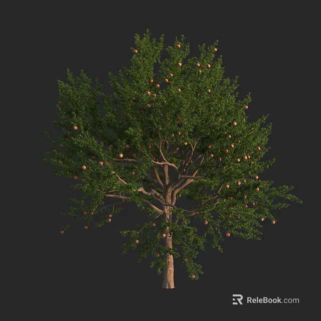 Lush Arbor Tree with Green Leaves Abundant Fruits and Brown Trunk 3d model 